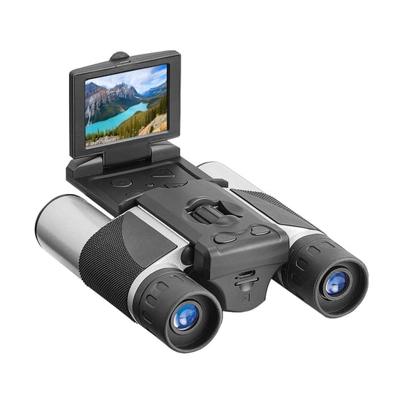 Riousery Digital Camera Binoculars 2.0 Inch / 5.08 cm LCD Screen 8X Digital Zoom Video Photo Recording Telescope for Bird Watching Outdoor Sports, Hiking, Concerts and Sightseeing (Silver)