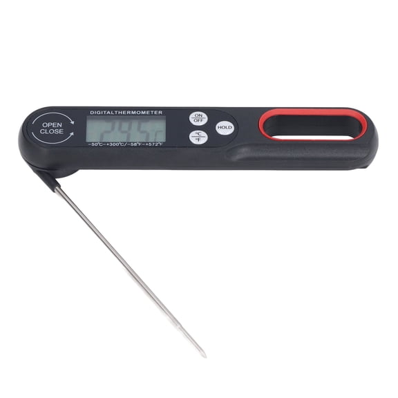 Riousery Digital Food Thermometer Instantly Read Accurate Foldable Probe BBQ Grill Cooking Temperature Meter Black (6.3 inches / 16 cm)