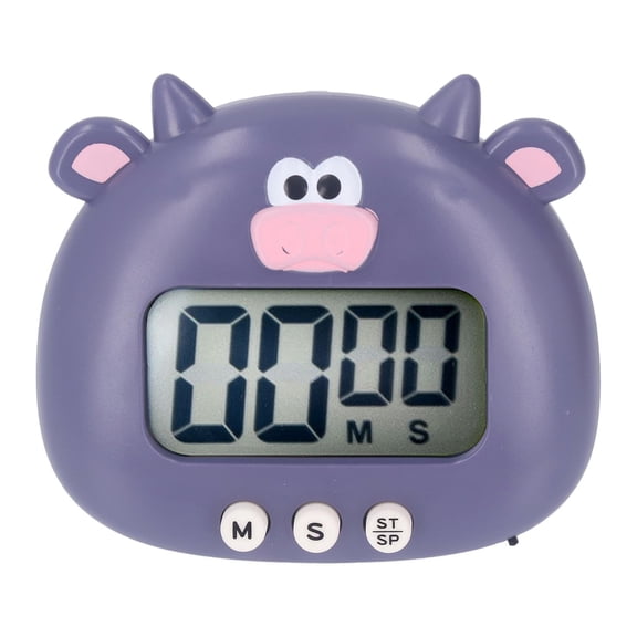 Riousery Digital Kitchen Timer Countup Countdown Cartoon Animal Purple Cow Flash Alert for Cooking Teaching, 4.72 inches / 12 cm