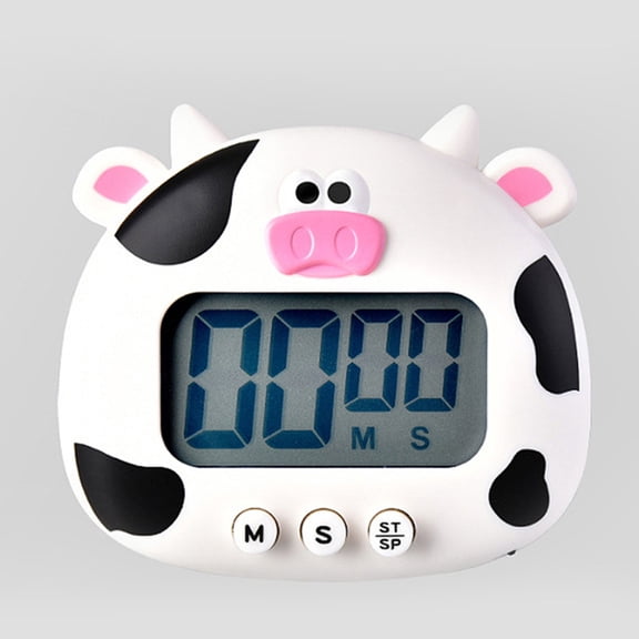 Riousery Digital Kitchen Timer Cute Animal White Calf with Strong Magnet Back Stand Loud Alarm Large Screen Cooking Time Management Workout Baking