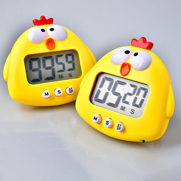 Riousery Digital Kitchen Timer Cute Animal Yellow Chick with Strong Magnet Back Stand Loud Alarm Large Screen Cooking Time Management Workout Baking