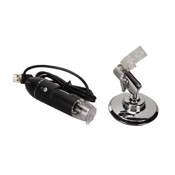 Riousery Digital Microscope 1600X HD Resolution 8 LED Lights USB Type C 2 in 1 Electronic Magnifier with Bracket