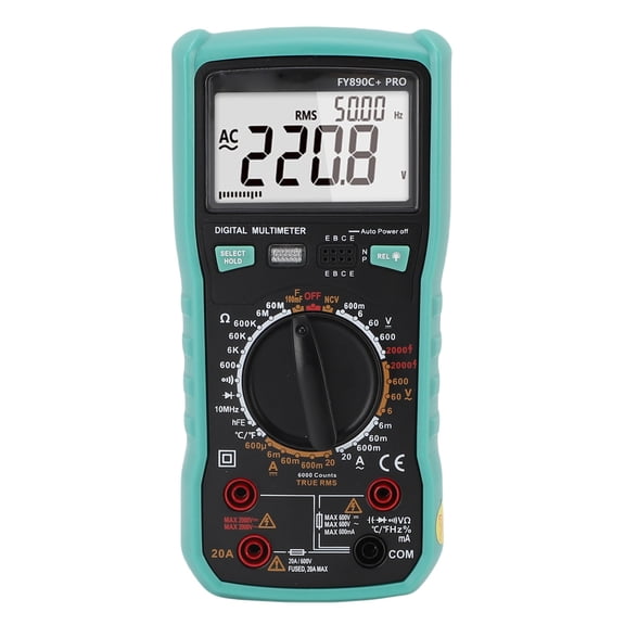 Riousery Digital Multimeter 6000 Counts Electrical Tester 2000V Voltage Current Capacitance Resistive Value Diode Triode Testing with Dual Unit Dims 8.27 in / 21 cm