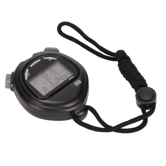 Riousery Digital Stopwatch Timer Multifunction 3 Line Display 100 Turn Memory Countdown 12 24 Hour System Sports Stopwatch Black