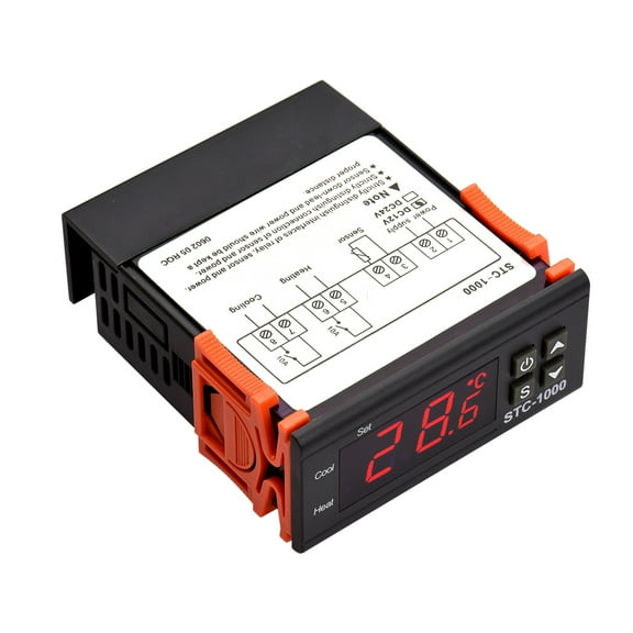 Riousery Digital Temperature Controller STC-1000 Intelligent Regulator DC 12V Support Heating Cooling Temperature Correction Delayed Start High Low Temp Alarm 3.35 inches / 8.5 cm