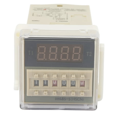 Riousery Digital Time Relay Timer DH48S-S-2Z with Clear LCD Display, 8 Pin Connector, 0.1S-99H Delay Range, 12V AC/DC Input Voltage for Electrical System Control, Durable Material, Single Pack