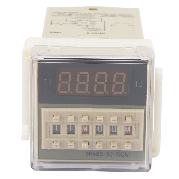Riousery Digital Time Relay Timer DH48S-S-2Z with Clear LCD Display, 8 Pin Connector, 0.1S-99H Delay Range, 12V AC/DC Input Voltage for Electrical System Control, Durable Material, Single Pack