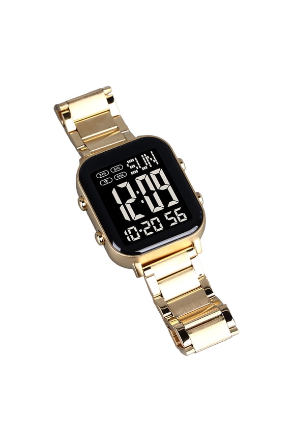 Digital Watch LED 2259 30m Waterproof Casual Large Face Business Watch for Men, Golden Shell Black Dial (37mm / 1.5 in)