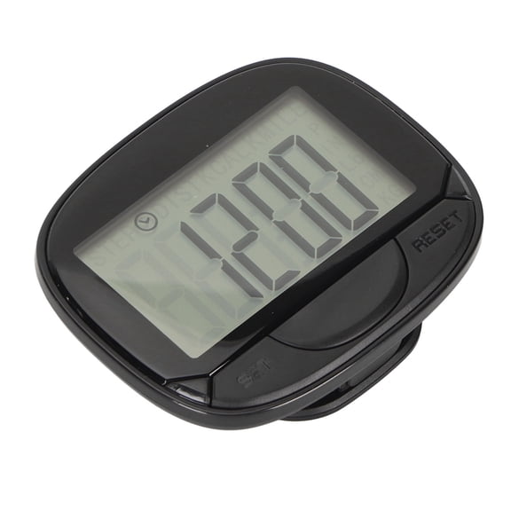 Riousery Distance Calorie Pedometer Big Screen Clock Display 2D Step Counter Multifunctional Walking Running Fitness Tracker with Back Clip Portable Waistband Calorie Counter Black