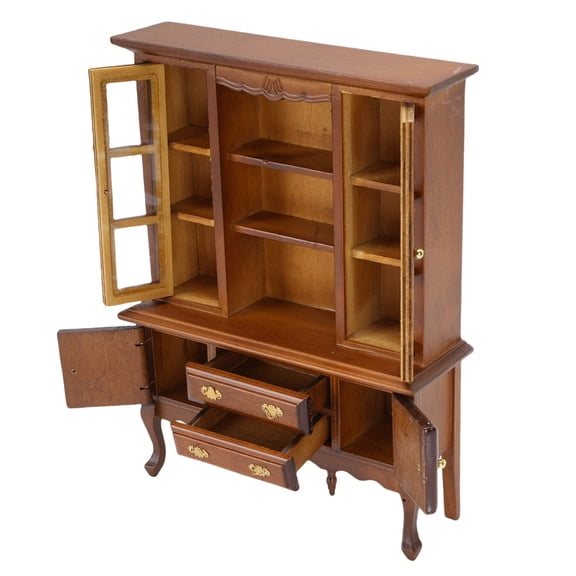 Riousery Dollhouse Sideboard Birchwood Exquisite Carving 1:12 Scale Miniature Doll House Cabinet for Home Decor, 5.2 x 1.77 x 6.89 Inches / 13.2 x 4.5 x 17.5 cm