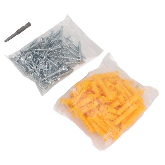 Riousery Double Head Seamless Skirting Threaded Hardware Screws Set with Wall Anchors and Screwdriver Bit, 50 Pack, 0.14 in / 3.5 mm, Stainless Steel Baseboard Fasteners for Home Improvement Projects