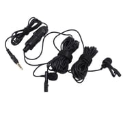 Riousery Double Lavalier Microphone Wired Clip-On Lapel Mic Professional Recording Interview System for Two People with 3.5mm Jack Length 6.69 inches / 17 cm