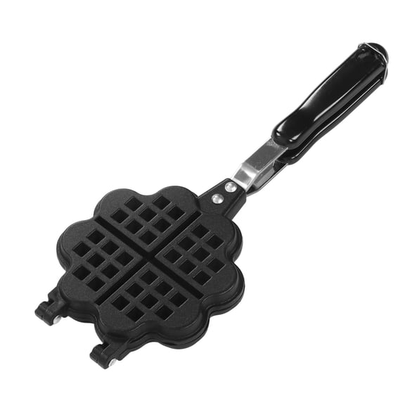 Riousery Double Sided Heart Shape Stovetop Waffle Iron Maker Nonstick Aluminum Alloy Baking Pan Mold Kitchen Breakfast Tool Black 13.8 inches / 35.05 cm