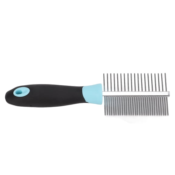 Riousery Double Sided Stainless Steel Pet Grooming Comb with Dog Bone Pattern, Versatile Deshedding and Detangling Tool for Dogs and Cats of All Sizes and Hair Lengths, Blue, 7.3 inches / 18.5 cm