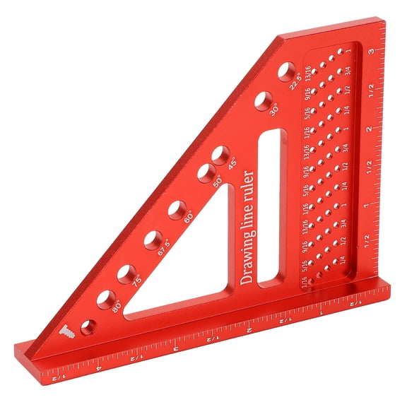 Riousery Drawing Line Ruler Aluminum Alloy 0 to 90 Degree Woodworking Triangle Carpenter Square for Engineering Construction Tasks DIY Measure Tools 7.08 inches / 18 cm