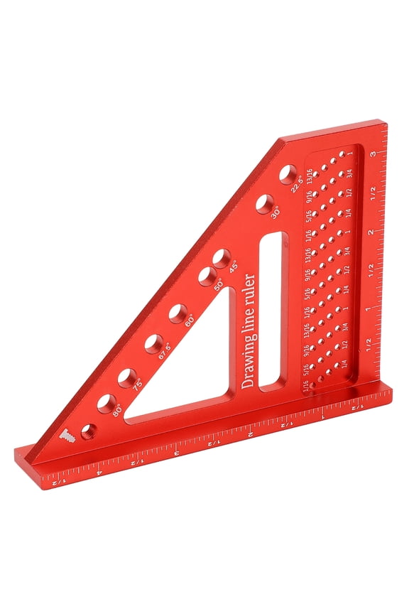 Drawing Line Ruler Aluminum Alloy 0 to 90 Degree Woodworking Triangle Carpenter Square for Engineering Construction Tasks DIY Measure Tools 7.08 inches / 18 cm