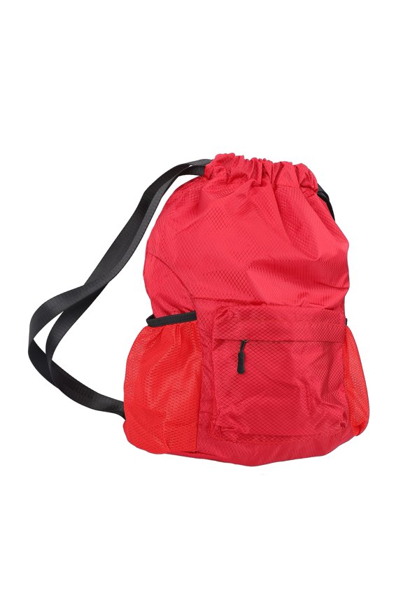 Drawstring Backpack Large Capacity Dry Wet Separation Lightweight Gym Bag Individual Shoe Storage Water Resistant Swim Sackpack Red M 18.1x15.7 inches / 46x40 cm