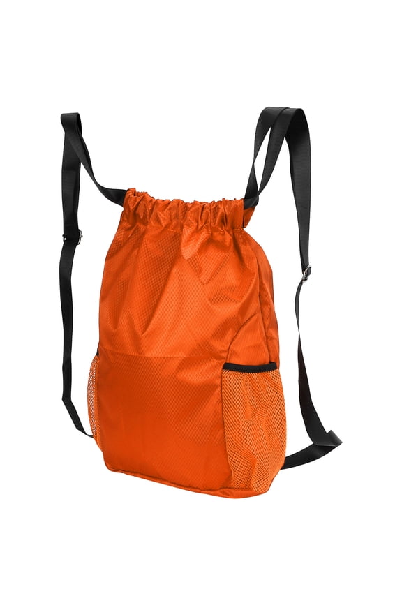 Drawstring Pocket Double Shoulder Backpack Thickened Waterproof Travel Storage Bag Orange 16.1 in / 41 cm