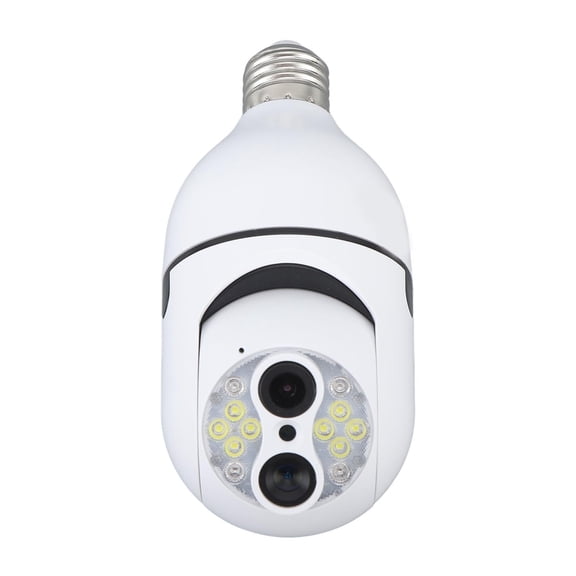 Riousery Dual Lens Security Camera WiFi 360 Degree Panoramic AI Human Tracking Light Bulb Surveillance System 110-240V