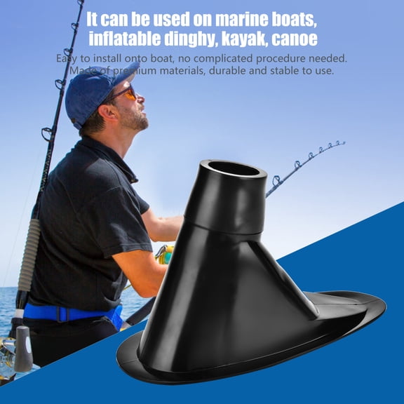 Riousery Durable Fishing Rod Holder Stand Bracket for Boat Kayak Canoe Tackle Accessory, Premium PVC Material, Black, Includes Base and Insert Tube (6.3 x 3.3 x 4.3 in / 160 x 83 x 110 mm)