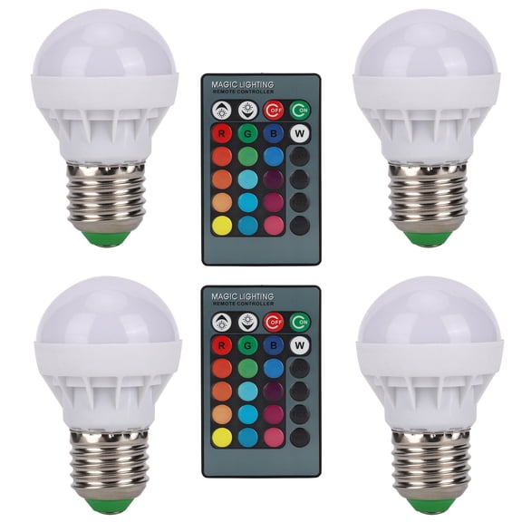 Riousery E27 RGB Color Changing Light Bulbs 40W LED Light Bulb with Remote Control for Home Bedroom Decor 85V-265V (4 Pack)