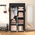 thumbnail image 1 of Riousery Easy to Assemble Clothes Rack 3-Shelf Clothing Storage, Brown, 1 of 5