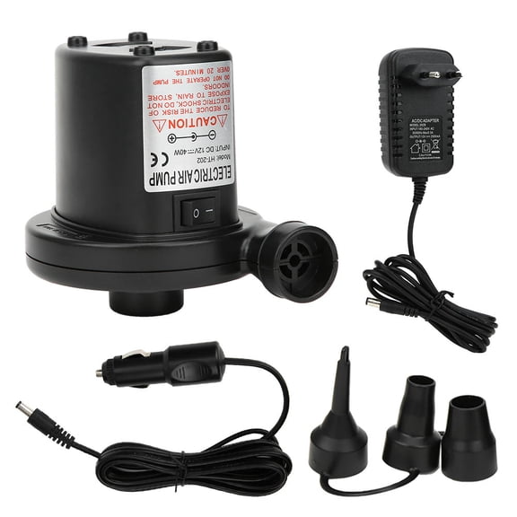 Riousery Electric Air Pump Air Extraction Inflation 2-in-1 Inflator for Inflatable Pools Airbeds Floats Toys 220V Portable Fast Fill with 3 Nozzles Black
