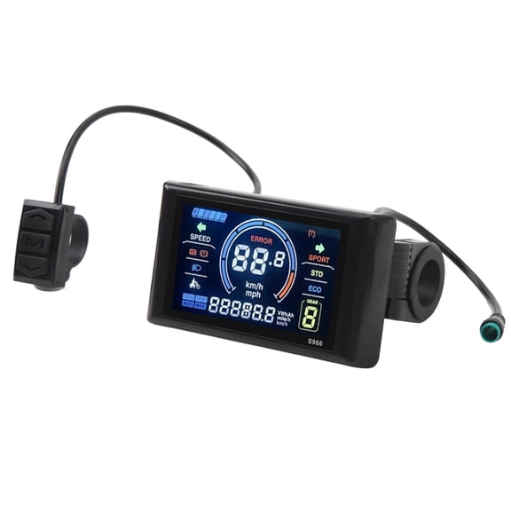 Riousery Electric Bicycle S966 LCD Display Panel 24-72V Lightweight Waterproof Bike Computer Screen for 22.2mm 0.87 in Handlebars