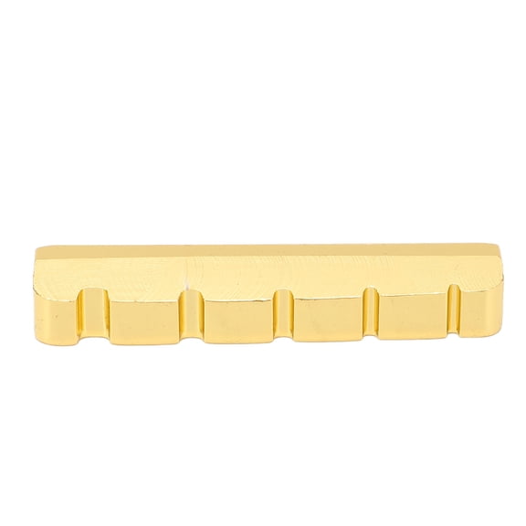 Riousery Electric Guitar Bridge Nut Solid Brass Metal Pre Slotted Nut Replacement String Instrument Accessories For Improved Tone And Sustain, Gold Finish, 1.97 inches / 5 cm