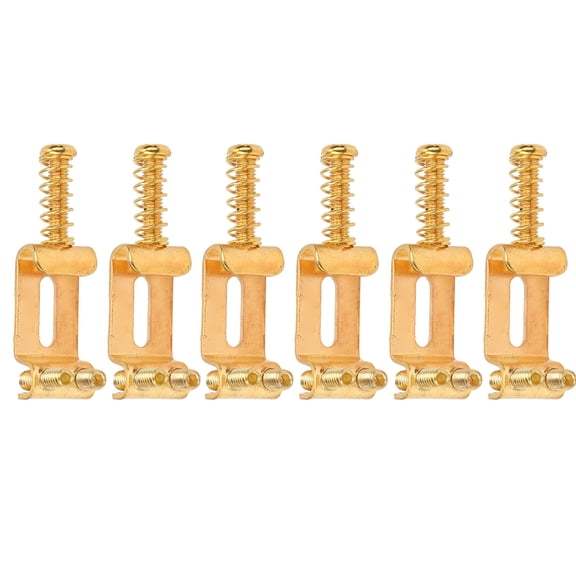 Riousery Electric Guitar Bridge Saddle Pull String Code for Stratocaster Telecas Performance Accessories Replacement Parts Zinc Alloy 1.97 inches / 5 cm 6 Pcs Gold