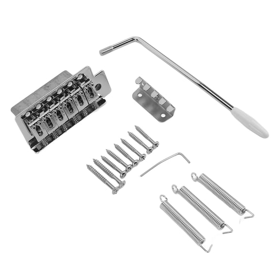Riousery Electric Guitar Tremolo Bridge Replacement Part, 6 String Tremolo System Bridge for ST Guitars, Wear Resistant Metal, 6.69 inches / 17 cm Length, Silver Finish [cite: 2, 7, 11]