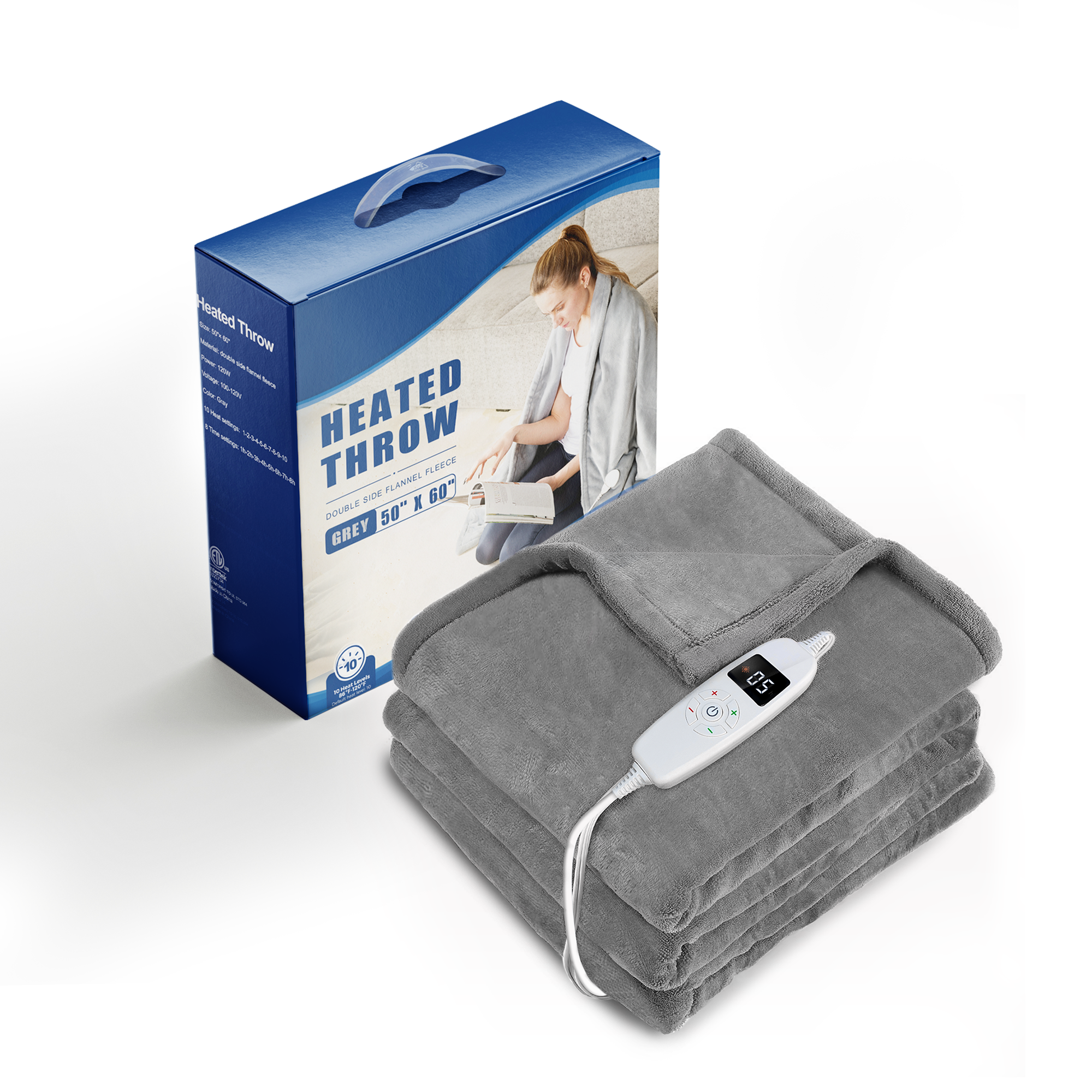 Riousery Electric Heated Throw Blanket, 50''x60'' Heating Blanket