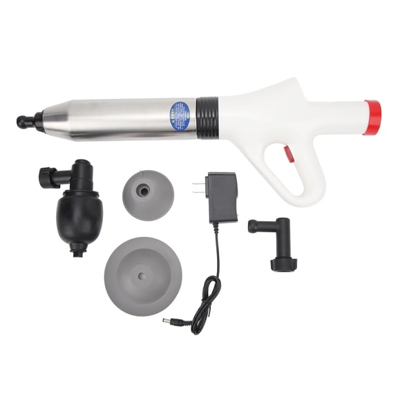 Riousery Electric Toilet Plunger Pneumatic High Pressure Drain Clog Pipe Clogging Blaster Remover Dredger Equipment With Built-in 2000mAh Battery For Bathroom Kitchen Floor Sinks 110-240V US Plug