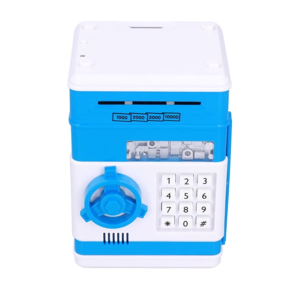 Riousery Electronic Money Saving Box ATM Password Cash Bank Security Lock Box with Coin Counter Auto Scroll Paper Safe for Children Kids Blue 4.7 x 5.3 x 7.5 Inches / 12 x 13.5 x 19 Cm
