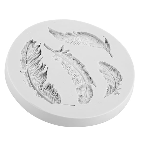 Riousery Elegant Feather Shape Silicone Fondant Cake Decorating Mold Chocolate Candy Baking Tool (4.3 inches / 10.8 cm)