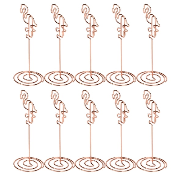 Riousery Elegant Flamingo Table Place Card Holders Elegant Rose Gold Metal Message Note Photo Clip stand for Wedding Anniversary Table Number Sign Supplies, 3.9 inches / 9.9 cm (10 Count)