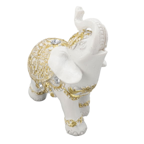 Riousery Elephant Statue White Resin Cute Lucky Elephant Sculpture for Entryway Bookshelf Computer Desk Home Decoration Feng Shui Wealth Lucky Figurine Small Size 4.72 inches / 12 cm