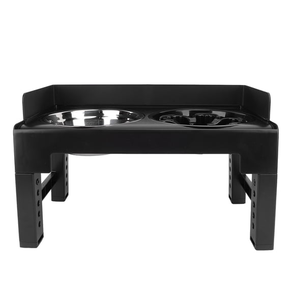 Riousery Elevated Pet Bowl Adjustable Height Neck Protection Stainless Steel Sturdy Structure for Medium Large Dogs Black 16.42 inches / 41.7 cm Feeding Stand[cite: 1]