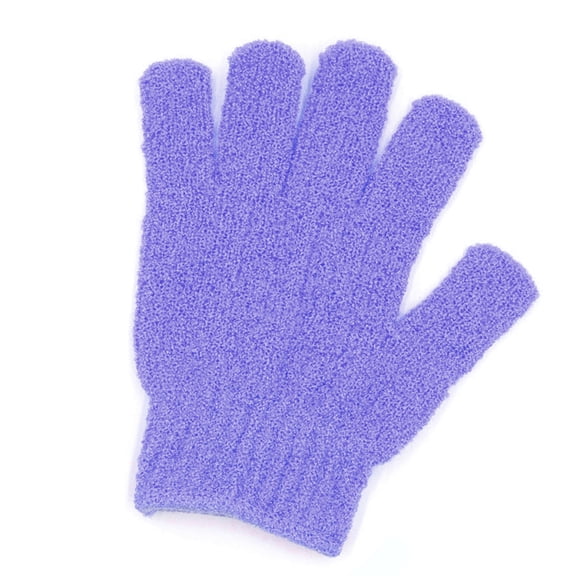 Riousery Exfoliating Glove Polyester 5-Finger Design Body Scrub Wash Mitt for Deep Cleaning, Purple (7.48 inches / 19 cm)