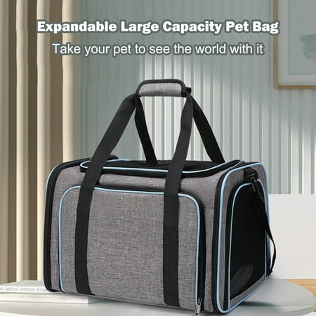 Riousery Expandable Cat Carrier Backpack, Soft-Sided Pet Travel Bag for Cats and Dogs, Breathable Mesh, Foldable Portable Crate, Black/Red, Large (17.72 x 12.20 x 2.36 inches / 45 x 31 x 6 cm)