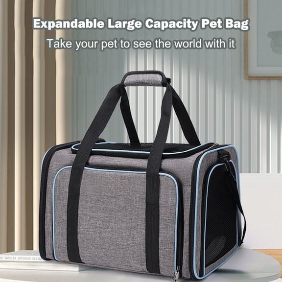 Riousery Expandable Cat Carrier Backpack, Soft-Sided Pet Travel Bag for Cats and Dogs, Breathable Mesh, Foldable Portable Crate, Black/Red, Large (17.72 x 12.20 x 2.36 inches / 45 x 31 x 6 cm)
