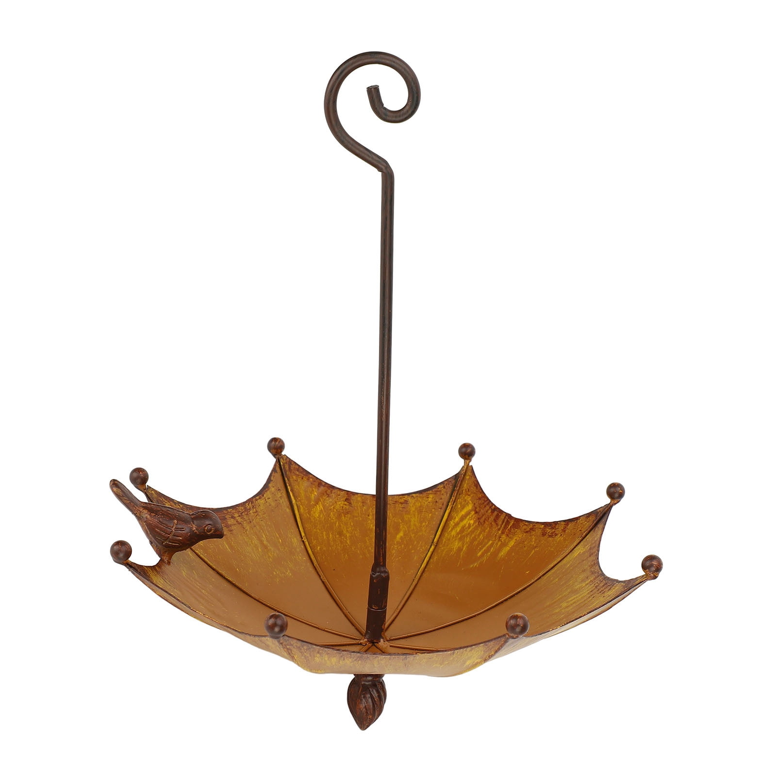 Riousery Exquisite Umbrella Shaped Hanging Bird Feeder for Home Yard Garden, Black Metal Iron Decor, 9.3 inches / 23.5 cm Tray with 8.5 inches Hook, Outdoor Wild Bird Platform Feeding Station