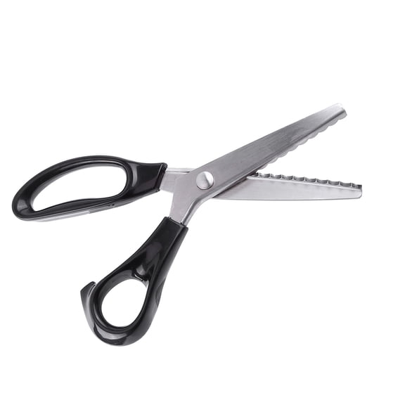 Riousery Fabric Decorative Round/Triangle Edge Pinking Shears Scissors Clipper, 7mm Teeth, 9.45 inches / 24 cm Length, Heavy-Duty Stainless Steel Craft Shears for Professional Sewing