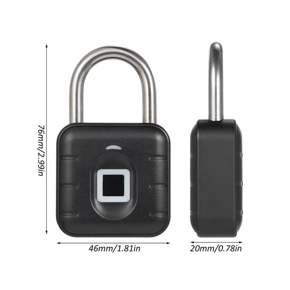 Riousery Fingerprint Padlock Bluetooth Keyless Smart Lock with Tuya App Control, IP67 Waterproof Electronic Security Lock for Gym Locker, Gate, and Suitcase, 10 Prints Capacity (Black)