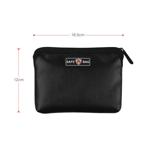 Riousery Fireproof Waterproof Document Bags, Liquid Silicone Material Heat Insulation Safe Bag, Zippered Closure for Cash Passport Card Tickets Storage Holder, 6.5 inches / 16.5 cm, Black