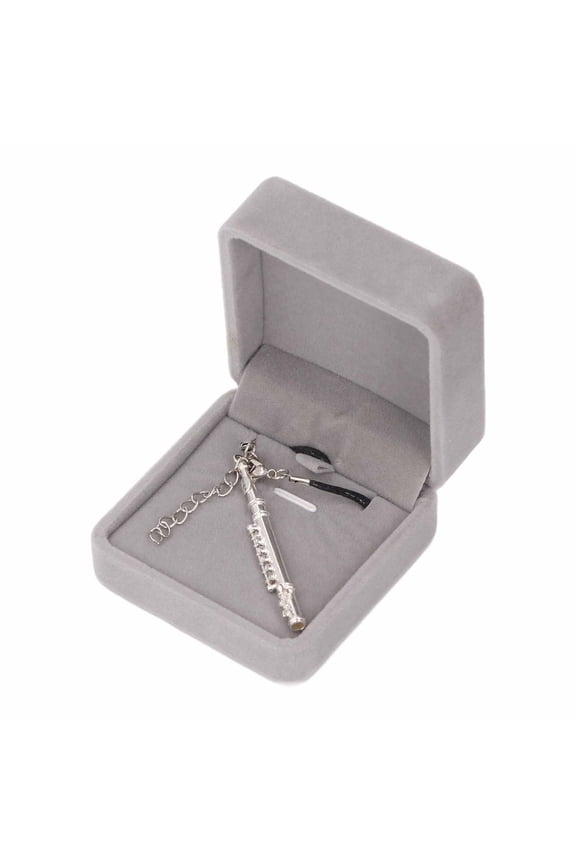 Flute Pendant Necklace Metal Small Exquisite Portable Musical Instrument Necklace for Daily Use Present Silver (3.15 inches / 8 cm)