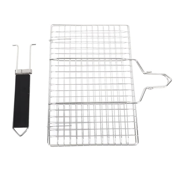Riousery Foldable 304 Stainless Steel Fish Grilling Rack Portable BBQ Basket for Vegetables and Meat (13.78 inches / 35 cm)