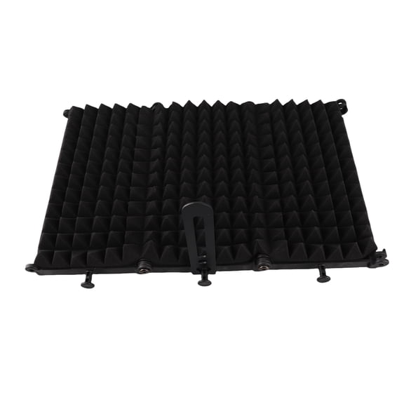 Riousery Foldable Adjustable Sound Absorbing Vocal Recording Panel Portable Isolation Microphone Shield Sound-proof Plate for Studio (11.4 inches / 29.0 cm Length, 3-Panel Design, Black)