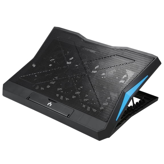 Riousery Foldable Laptop Cooler Cooling Stand with 6 Quiet Fans and 6-Level Adjustable Height Dual USB Ports Wide Compatibility for Laptops under 17 Inches / 43.2 cm Black