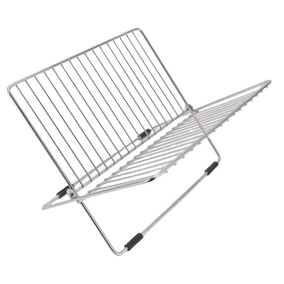 Riousery Folding Dish Drying Rack Stainless Steel Space Saving Dish Drainer For Kitchen Counter Storage Organization X Shape Portable Collapsible Holder 11.81 in / 30 cm Silver